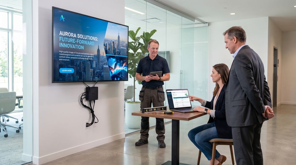 Digital signage partners discussing solutions for their clients