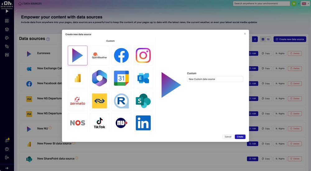 TDM Signage integrations with business, social media and data tools