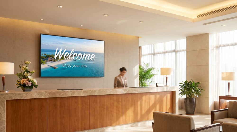 hotel reception welcome digital signage