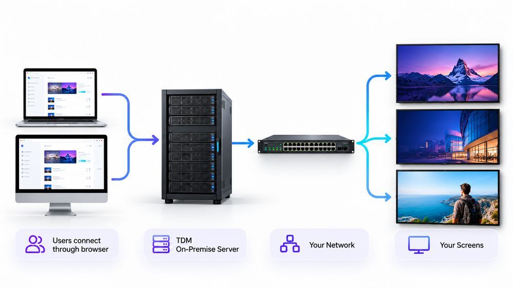 on premise digital signage setup diagram