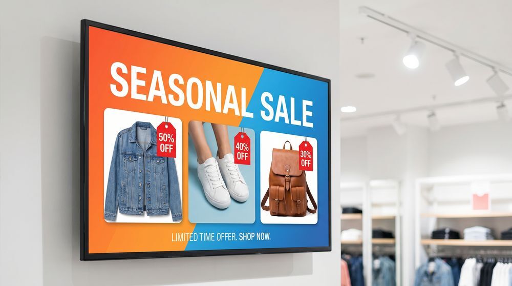 product highlights featured items pricing digital signage