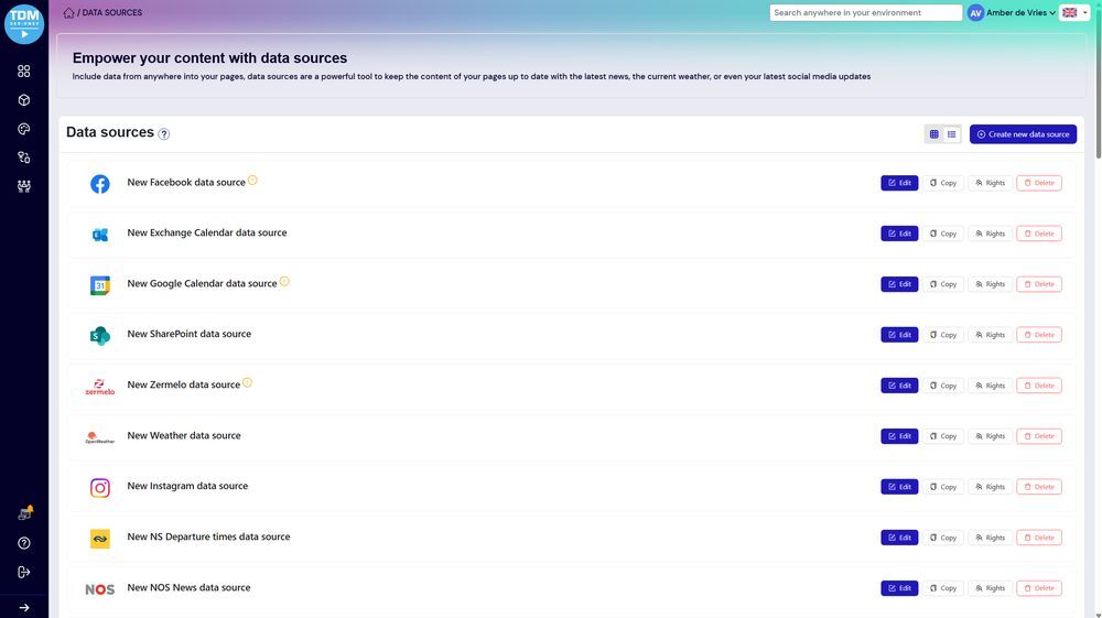 tdm signage data sources